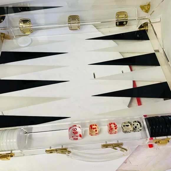 Luxury Acrylic Backgammon Set With Gold Accents & Dice 17" x 131/3" x 3'